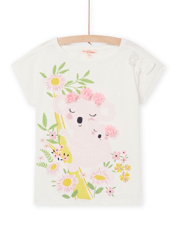 Weißes Koala- und Blumen-T-Shirt für ein Kind Mädchen NASOTI4 / 22S901Q1TMC001