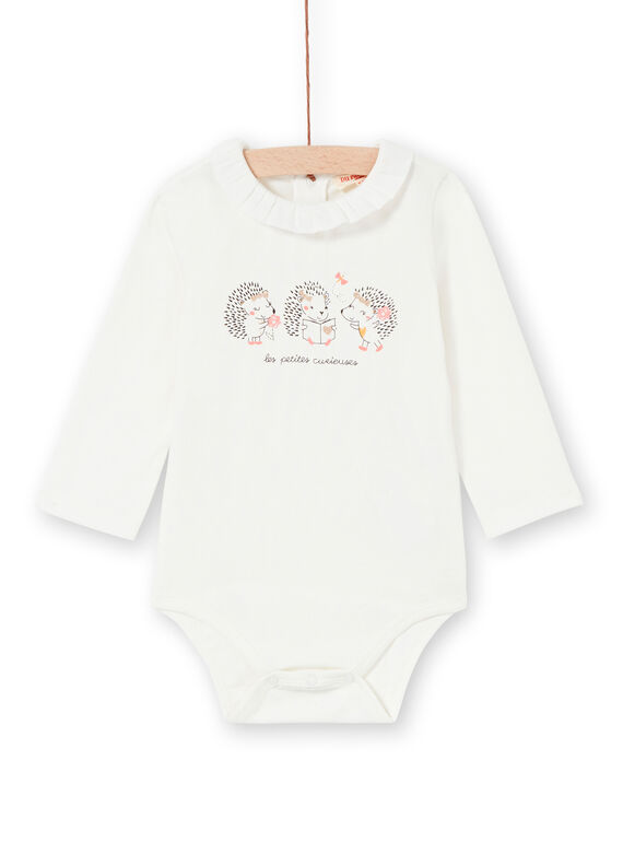 Weißer Bodysuit mit Baby Mädchen Kragen LIPOEBOD / 21SG09Y1BOD001
