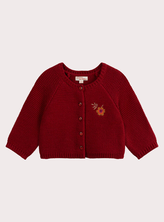 Rote Strickjacke für Baby Mädchen VIKOCAR1 / 24WG0932CAR511