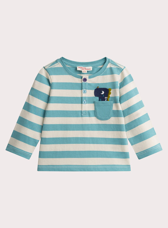Gestreiftes T-Shirt mit langen Ärmeln für Baby Jungen  VUKLITUN / 24WG1042TML811