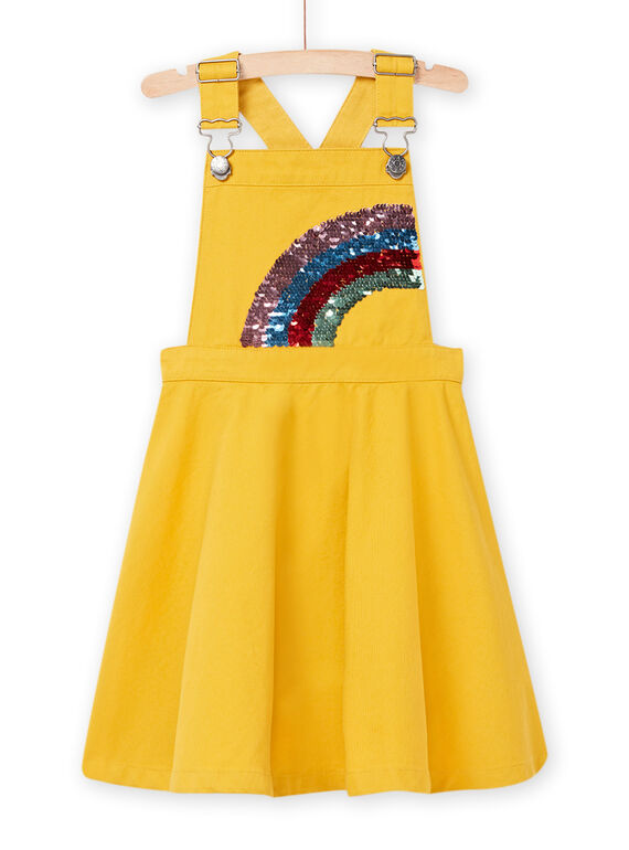 Kind Mädchen topasfarbenes Twill-Overallkleid mit Regenbogenmuster NALUROB1 / 22S901P1ROBB118