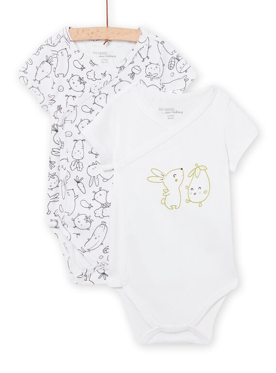 Geburt Junge 2 weiße gemusterte Bodysuits NOU2BOD5 / 22SF0451BDN000