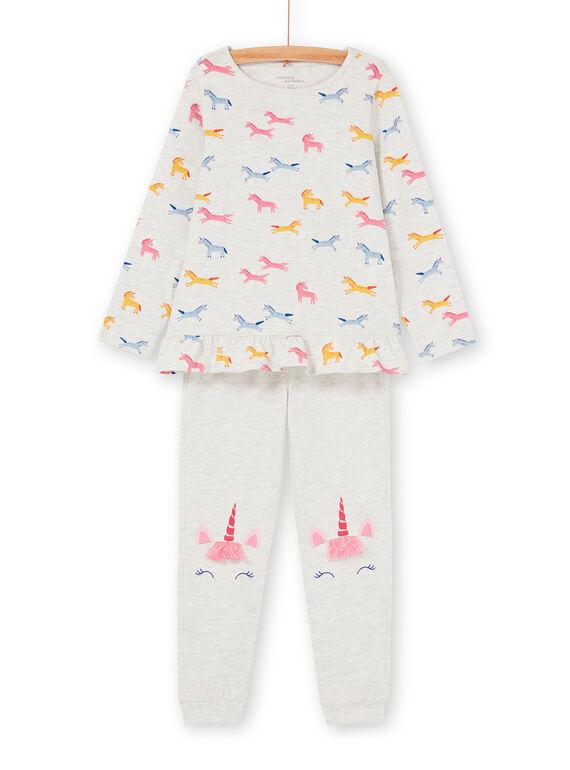 Pyjama-T-Shirt und Hose in Grau und Rosa für Mädchen LEFAPYJUNI / 21SH115APYJ006