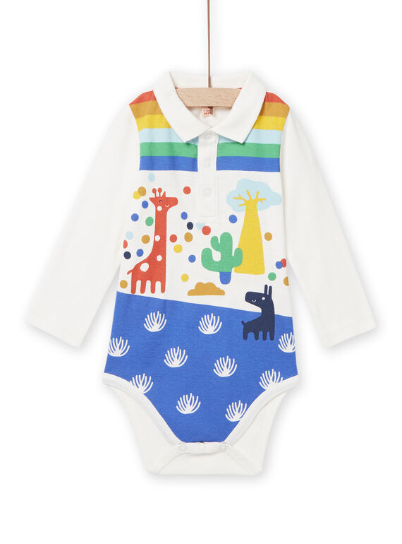 Baby Junge ecrufarbener Bodysuit mit ausgefallenem Druckkragen NULUBOD / 22SG10P1BOD001