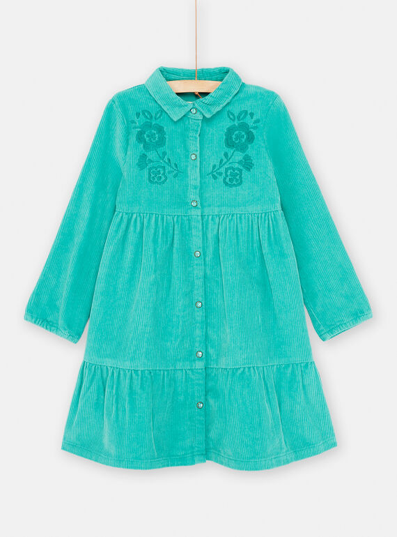 Pfauenblaues Hemdkleid aus Samt für Mädchen SADUROB2 / 23W901P1ROBC235