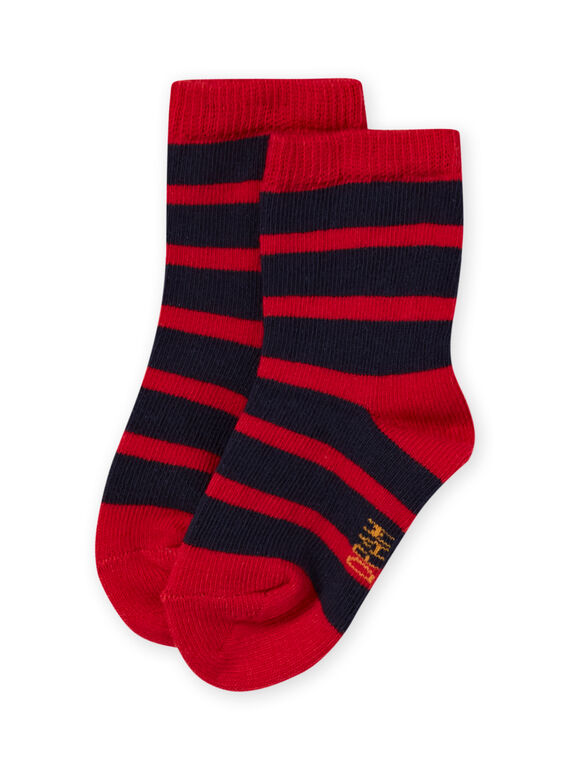 Baby Boy's marineblaue Socken mit roten Streifen MYUJOCHOR3 / 21WI1014SOQ713