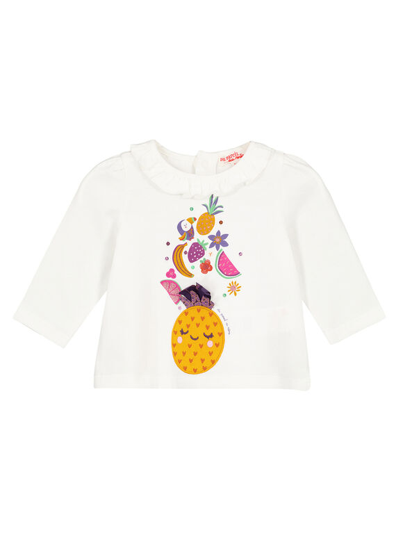 Naturweißes langärmeliges Baby-T-Shirt für Mädchen GIVIOTEE / 19WG09R1TML001