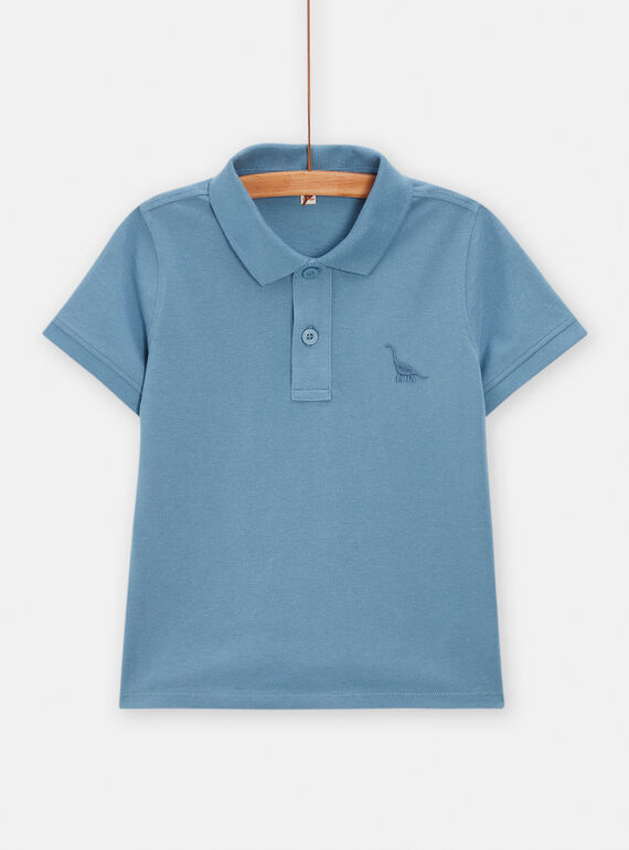 Eisblaues Poloshirt mit Dinosaurier-Stickerei für Jungen TOJOPOL4 / 24S90291POL219