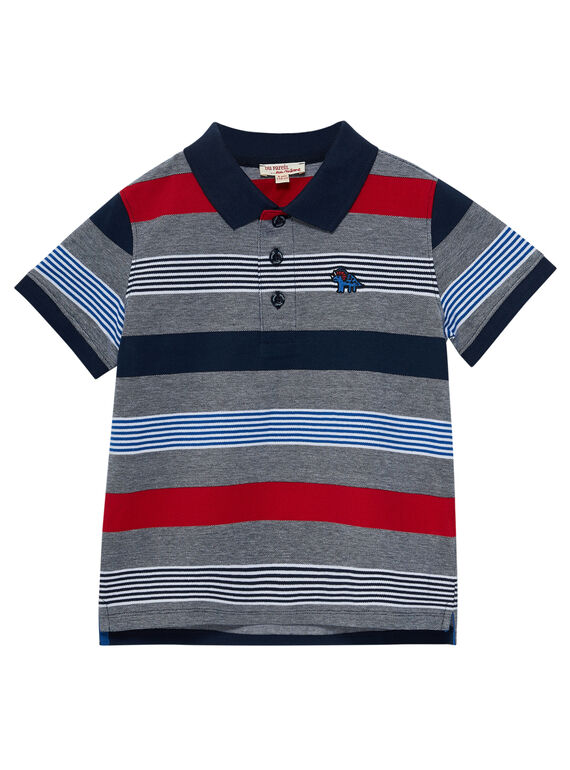 Kurzärmeliges gestreiftes Polohemd für Jungen JOGRAPOL / 20S902E1POL705