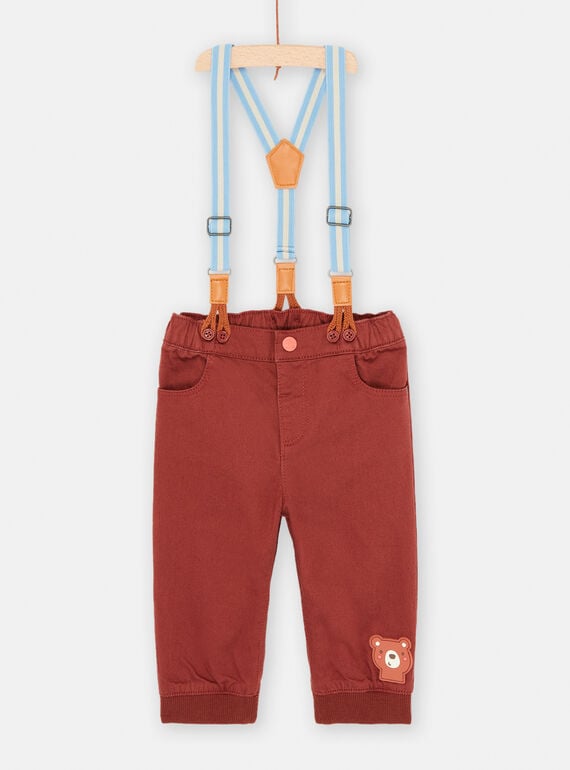 Havannafarbene Hose mit Hosenträgern für Baby-Jungen SUFORPAN1 / 23WG10K1PAN812