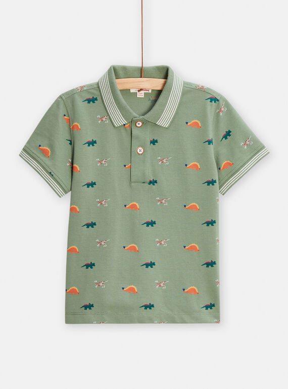 Hellkhaki Polo-Shirt mit Dinosaurier-Print für Jungen TOJAPOL1 / 24S90212POL612