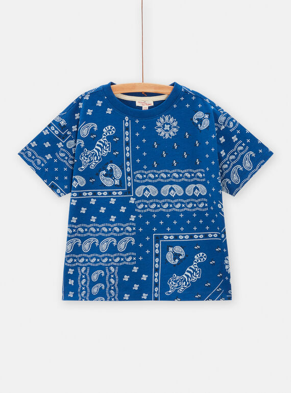 Marineblaues T-Shirt mit Kaschmir-Print für Jungen TODETI2 / 24S902J1TMC070