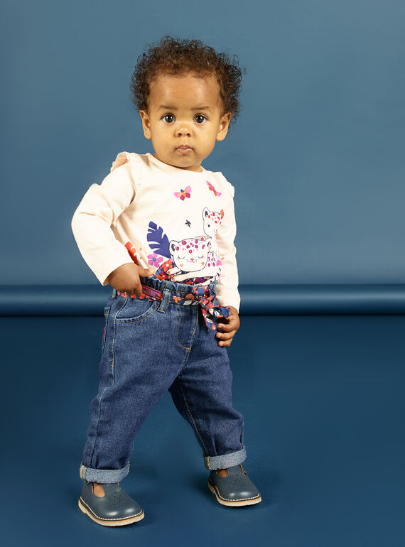 Jeans und Gürtel mit Blumendruck für Baby-Mädchen MIPAPAN / 21WG09H2PANP274