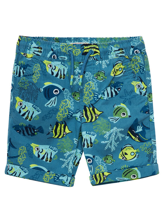 Blaue Bermudas für Jungen, mit Fischaufdruck JOBOBER2 / 20S902H2BER215