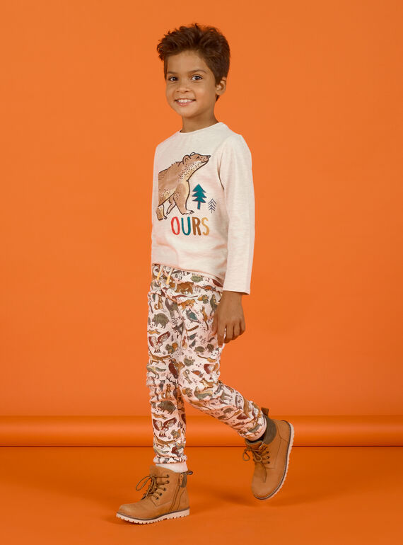 Beigefarbener Jogginganzug für Kinder Jungen mit Tiermuster Aufdruck MOSAUJOG / 21W902P1JGBA013