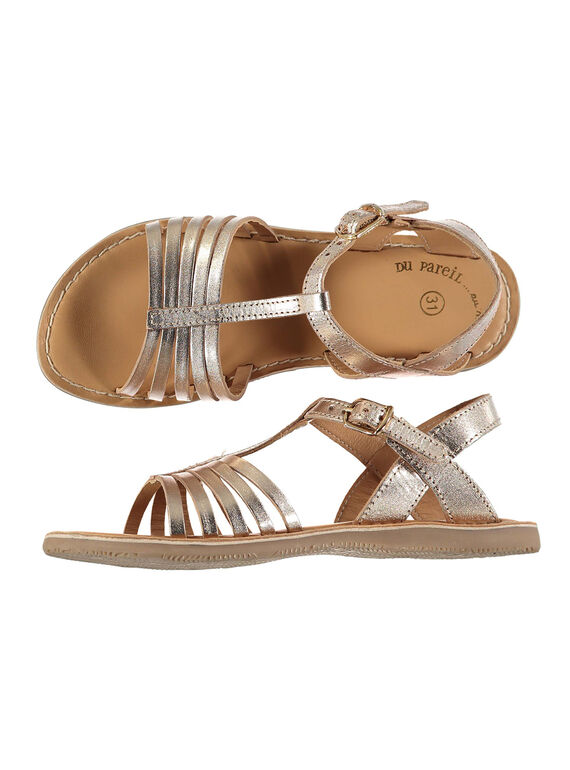 Sandalen aus Metallicleder für draußen Mädchen FFSANDOLI4 / 19SK35C9D0E954