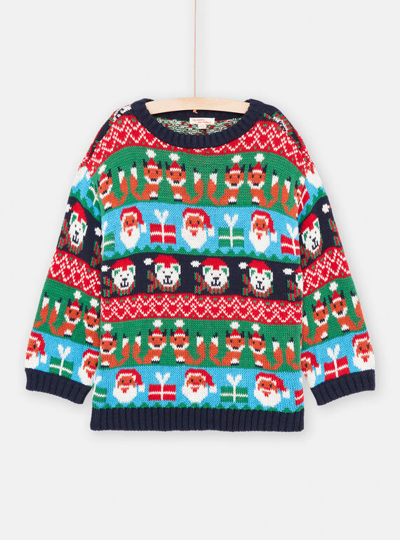 Leuchtend roter Weihnachtspullover aus Strick für Jungen SOWAYPUL1 / 23W902S2PULF518