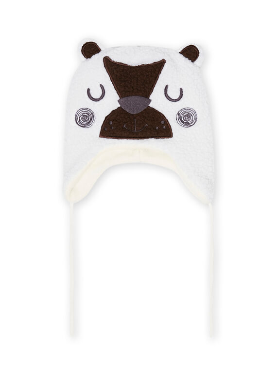 Ecru-Mütze mit Sherpa-Bär-Muster für Baby Junge MYUGROBON3 / 21WI1063BON001