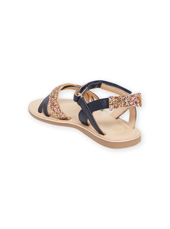 Marineblaue Glitzer-Sandalen Kind Mädchen NASANDMARINE / 22KK3544D0E070