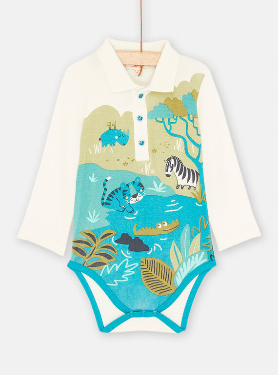Leinenbody mit Savannenmotiv für Baby-Jungen SUDUBOD / 23WG10P1BODA016