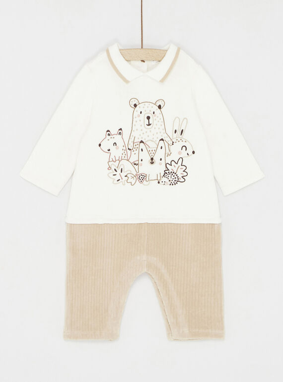 Off-white und sandfarbener Jumpsuit mit Tiermuster SOU1COM2 / 23WF0411CBLA001