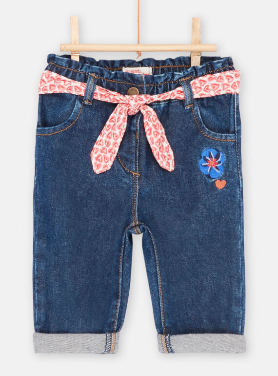 Blaue Jeans mit Gürtel, Baby, Mädchen SIFORJEAN / 23WG09K1JEAK005