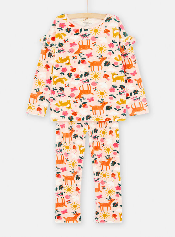 Rosa und orange Pyjama-Set mit Tiermuster SEFAPYJSUN / 23WH1153PYJD329