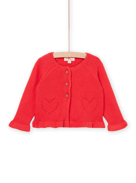 Rote Strickjacke mit durchbrochenem Herzmuster RINAUCAR / 23SG09N1CAR505