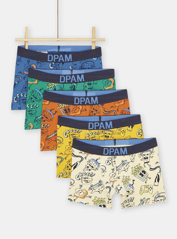 5er-Pack mehrfarbige Boxershorts mit Fantasie-Druck für Jungen SEGOBOXSEM2 / 23WH1268BOX408
