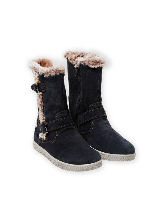 Marineblaue Wildlederstiefel Kind Mädchen gefüttert MABOTTECHAUD / 21XK3581D10070