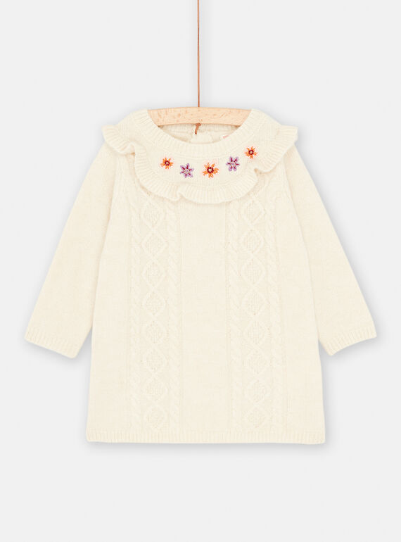 Ecrufarbenes Pulloverkleid für Baby-Mädchen SIKHOROB2 / 23WG09Q1ROB001