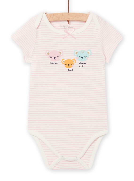 Baby Mädchen ecrufarbener und rosafarbener Strampelanzug NEFIBODFAM / 22SH13J3BDL001