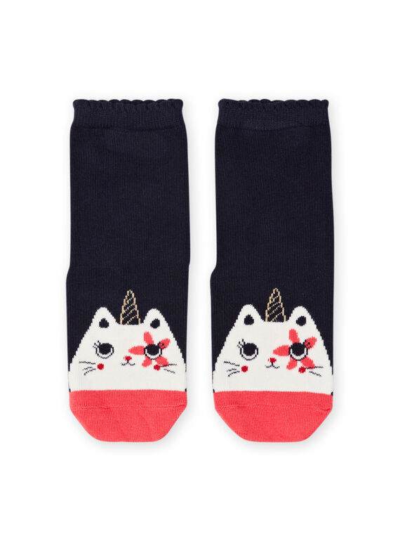 Blaue Socken für Baby-Mädchen mit Katzen-Horn-Design MYAMIXCHO / 21WI01J1SOQC205