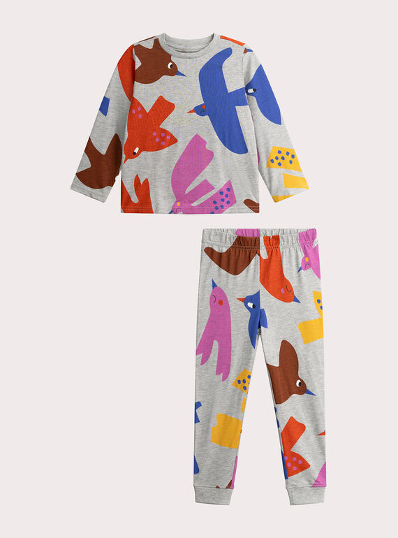 Gemischter Pyjama mit Vogelmuster für Kinder  VEGOPYJMIX2 / 24WH1261PYJJ922