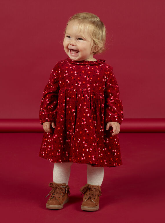 Baby Girl's Wine-Roll Kragen Kleid mit farbigen Punkten MIFUNROB3 / 21WG09M2ROB504