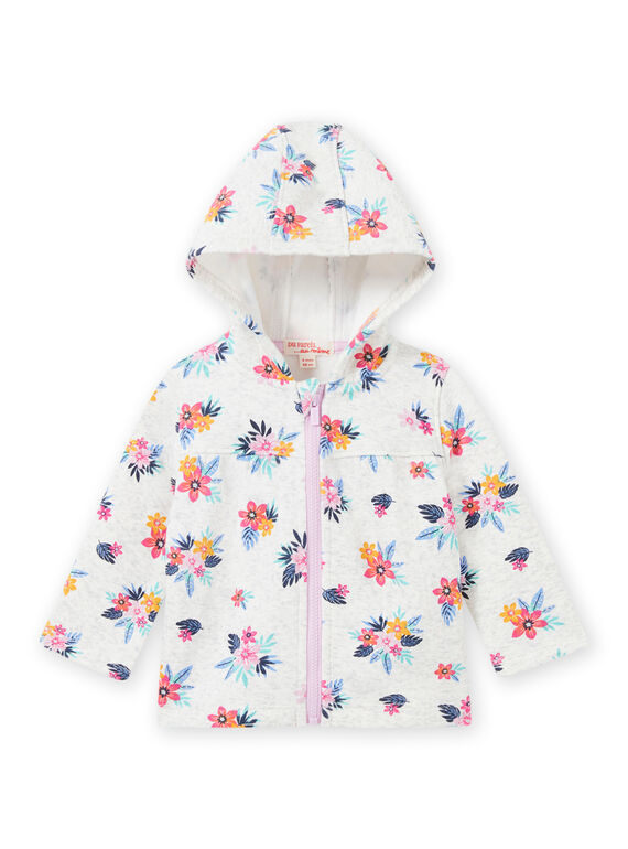 Grauer geblümter Pullover für Baby Mädchen MIPLAHOJOG / 21WG09O1JGHJ920