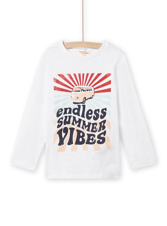 Weißes T-Shirt mit Retro-Muster Kind Junge NOJOTEE1 / 22S90271TML000