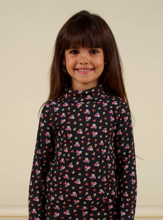 Kind Mädchen Jersey-Unterhemd mit Blumendruck MAHISOUP / 21W901U1SPLJ905