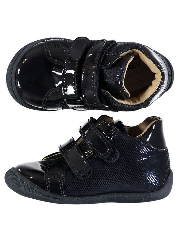 Flexible Lederstiefeletten marineblau glänzend Baby Mädchen GBFBOTIFLEV / 19WK37I3D0F070