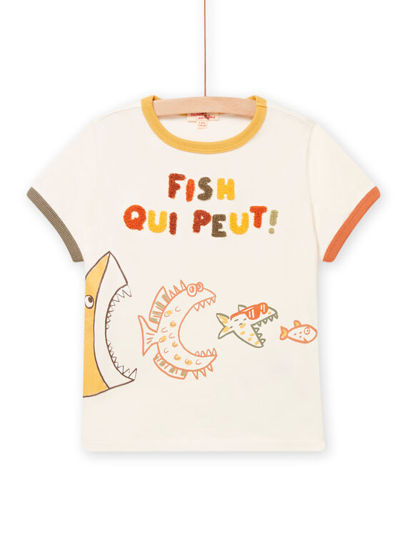 Graues T-Shirt für Kind Junge mit Fischmotiv NOVITI / 22S902M1TMC007