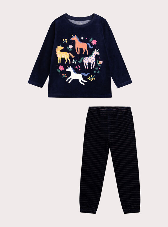 Phosphoreszierener Pyjama aus Samt für Mädchen  VEFAPYJBLE / 24WH1194PYJ070