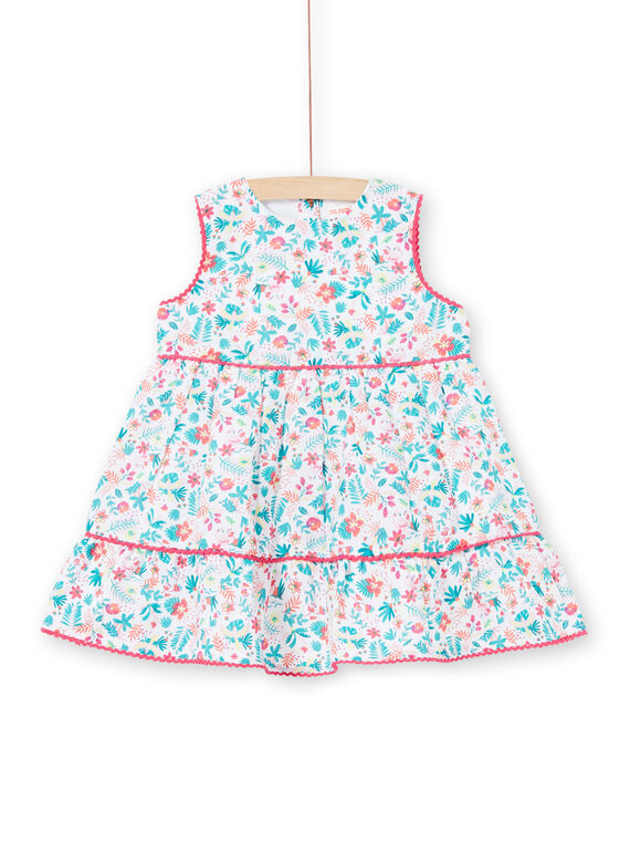 Weiß und blau Baby Mädchen Kleid LIBONROB2 / 21SG09W1ROB000