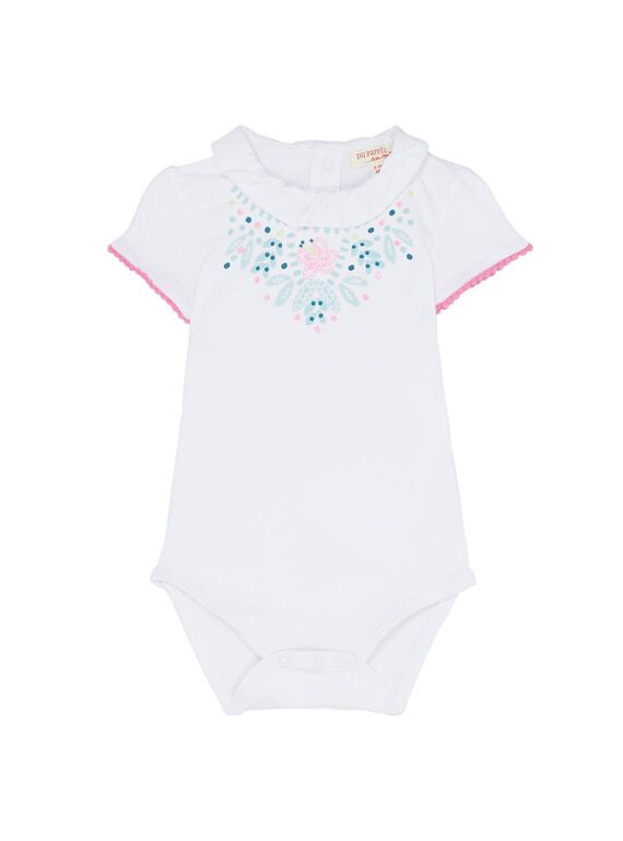 Naturweißer Baby-Body mit Kragen für Mädchen  JIQUABOD / 20SG09R1BOD000