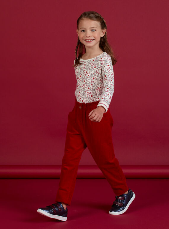Rote Cord-Papiersackhose für Baby-Mädchen MAFUNPANT2 / 21W901M1PANF504
