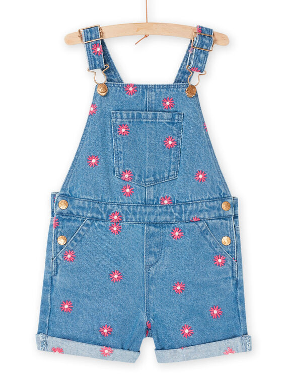 Blaue Jeanslatzhose mit Blumenstickerei RAMAGSAC / 23S901T1SACP272