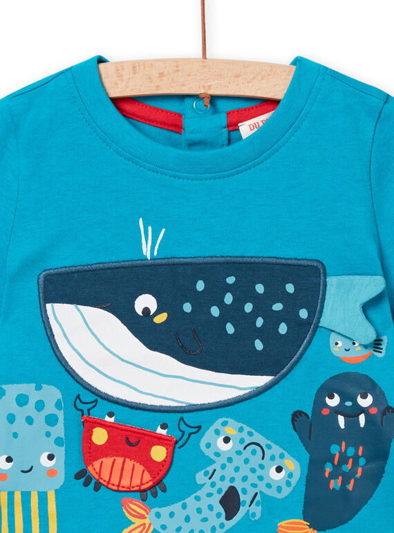 Baby Junge blaues Kurzarm-T-Shirt NUFICTI2 / 22SG10U1TMCC215