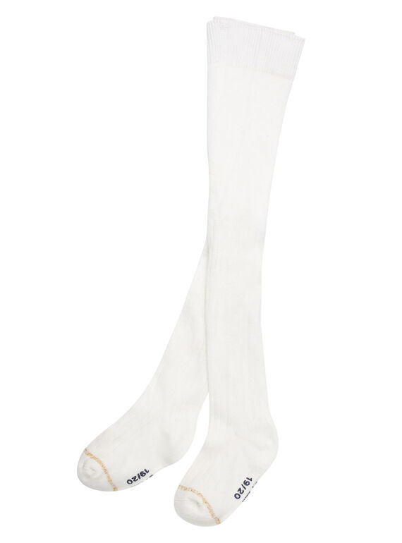 Naturweiße Baby-Strumpfhose für Mädchen aus gerippter Baumwolle JYIESCOL1 / 20SI0961COL001