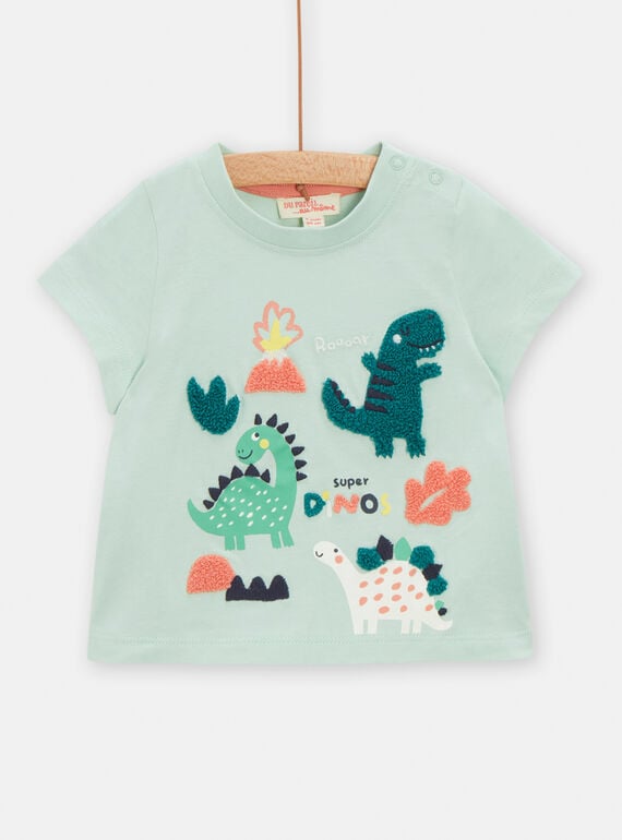 Baby-Jungen-T-Shirt in Türkis mit Dinosaurier-Animation TUCOTEE3 / 24SG10N2TMCG622