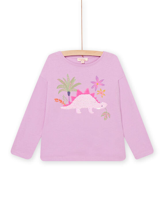 Langarmshirt mit animierten Dinosauriern aus magischen Pailletten in lila PAKATI2 / 22W901L1TML326