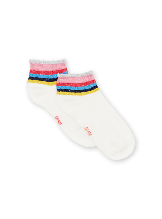 Gestreifte ecrufarbene Socken aus Lurex® Kind Mädchen LYAHACHO / 21SI01X1SOQ001